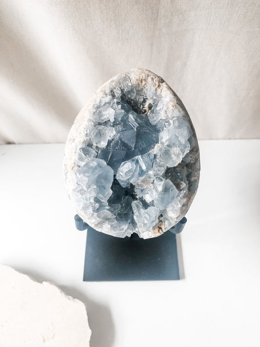 Celestite Cluster (1.4kg) with Iron Stand