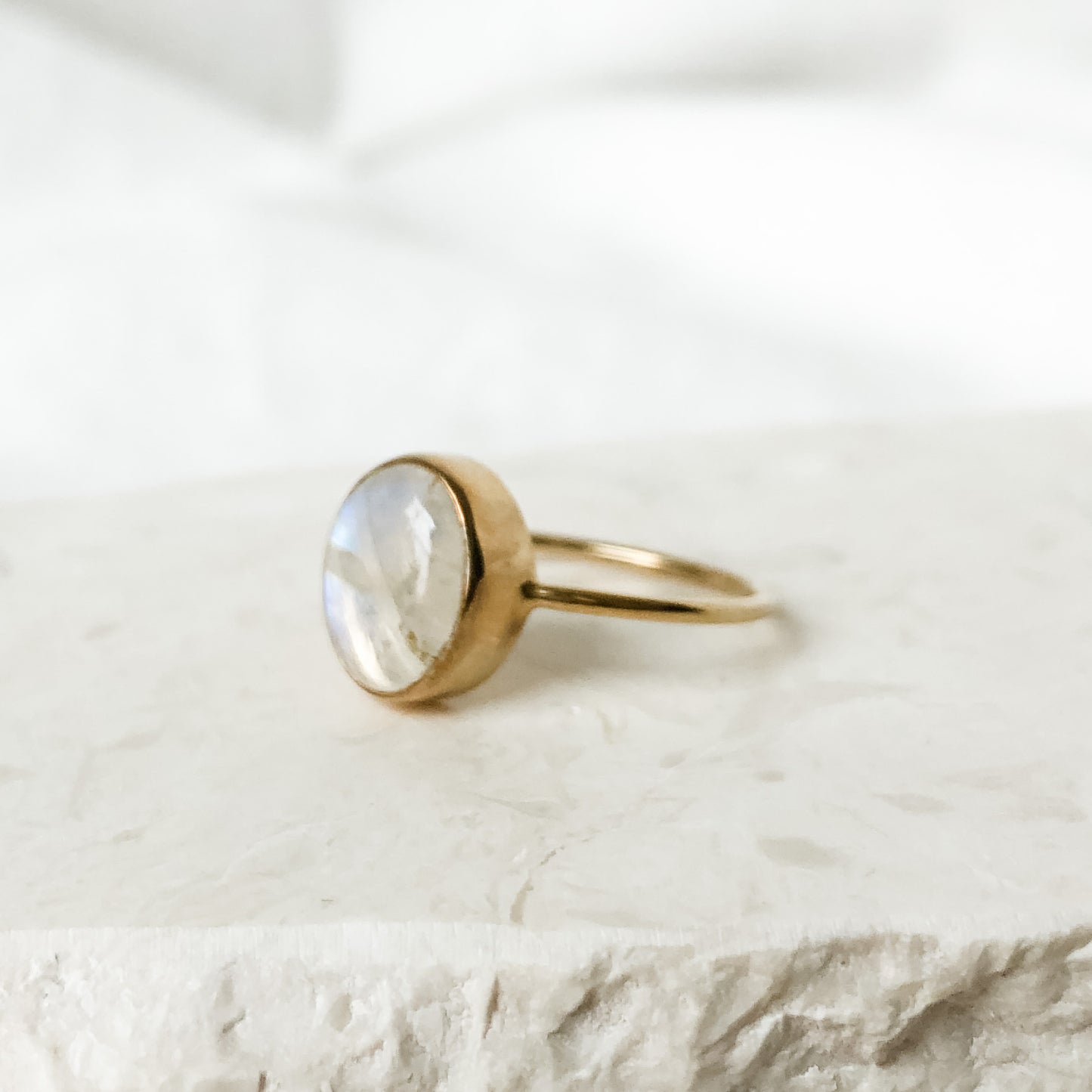 Rainbow Moonstone Ring - 14K Gold Vermeil