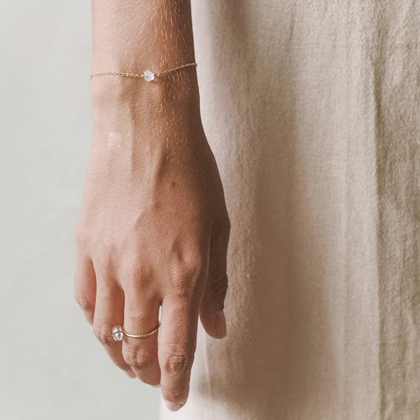 Herkimer Diamond Bracelet - 14K Gold Vermeil