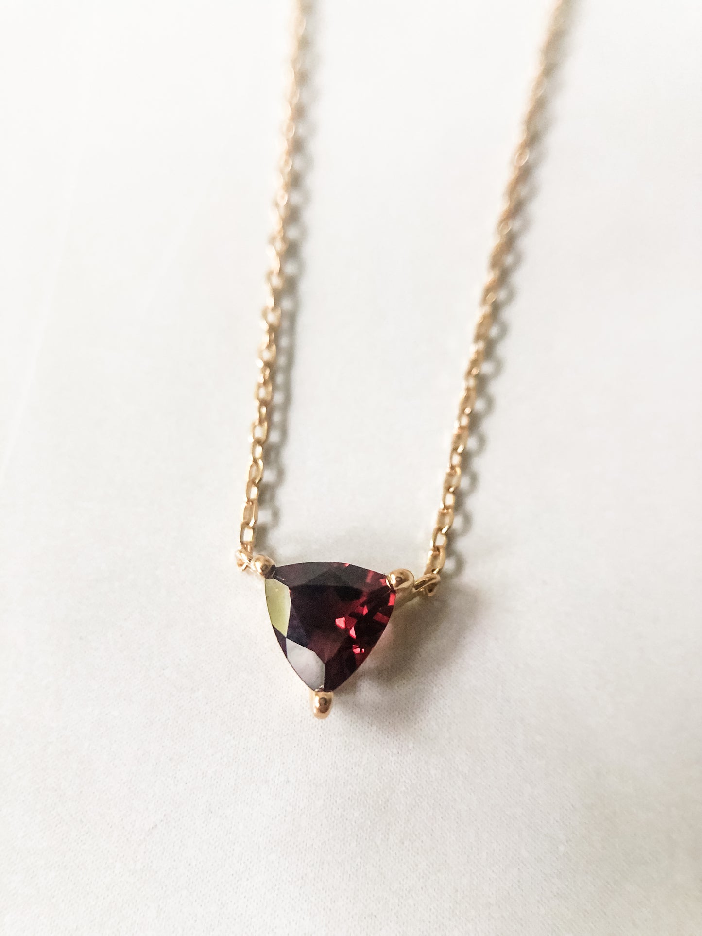 Garnet Trillion Necklace - 14K Gold Vermeil (Pre-Order)