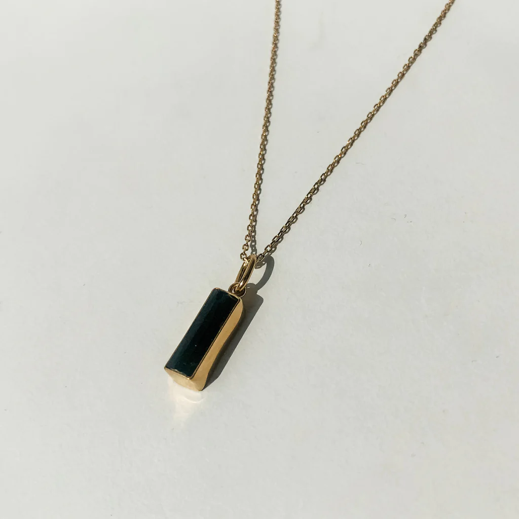 Green Tourmaline Necklace - 14K Gold Vermeil