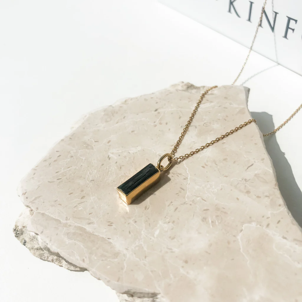 Green Tourmaline Necklace - 14K Gold Vermeil