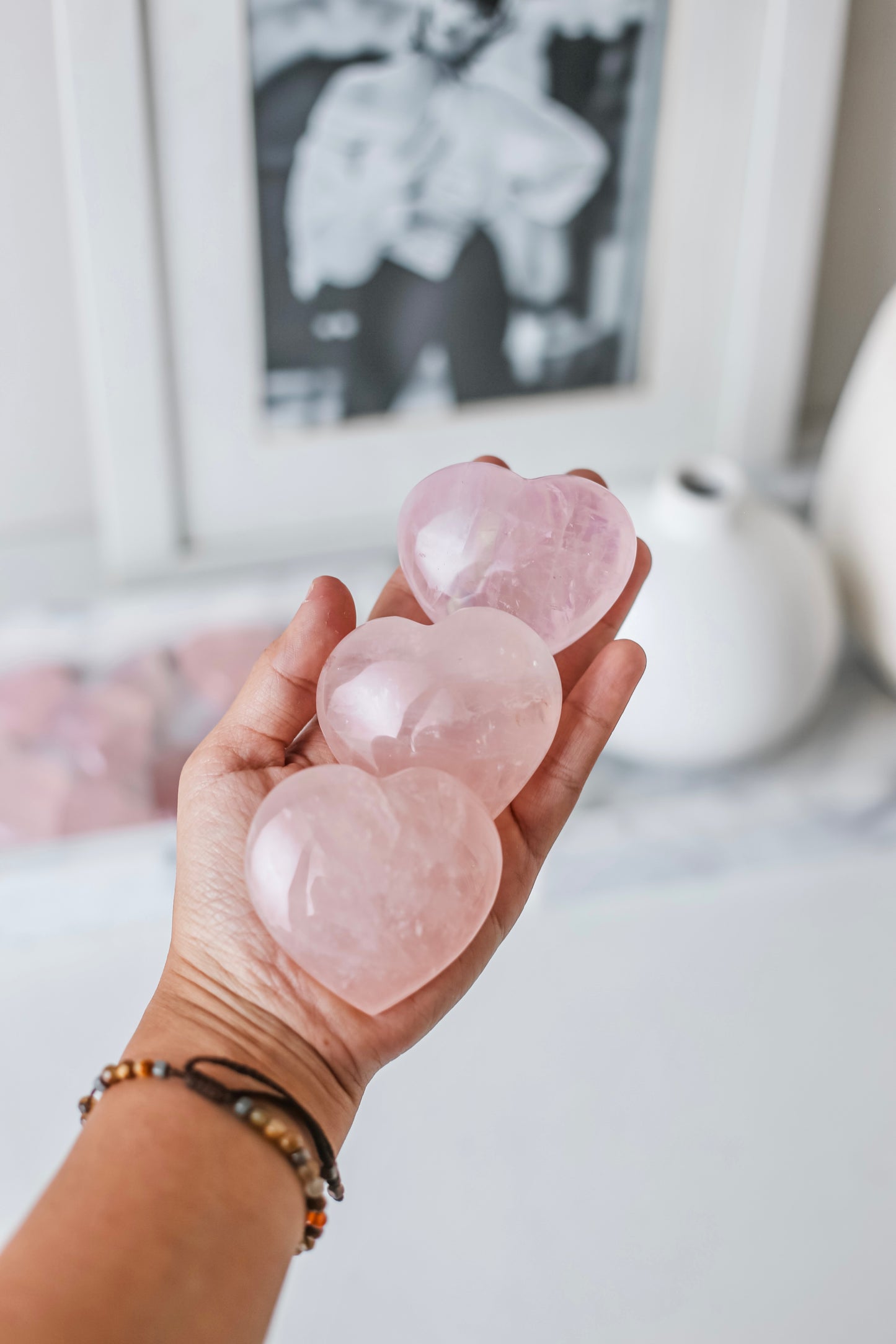 Rose Quartz Heart L