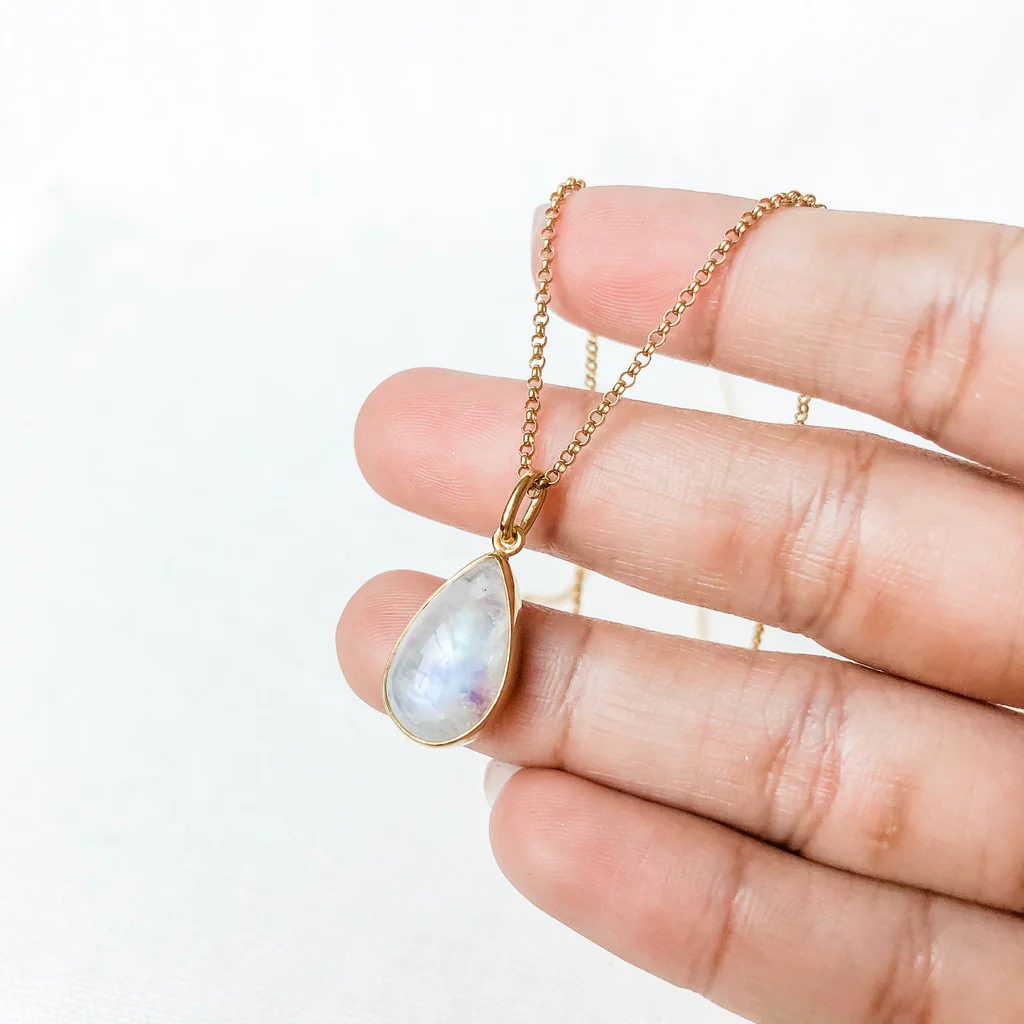 Moonstone Necklace - 14K Gold Vermeil