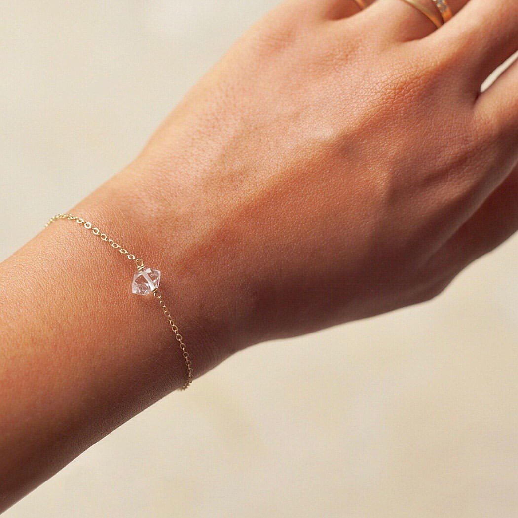 Herkimer Diamond Bracelet - 14K Gold Vermeil