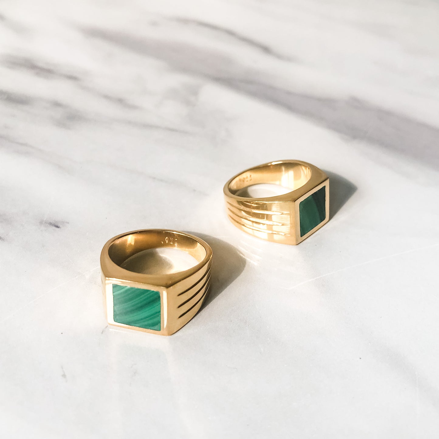 Malachite Signet Ring - 14K Gold Vermeil