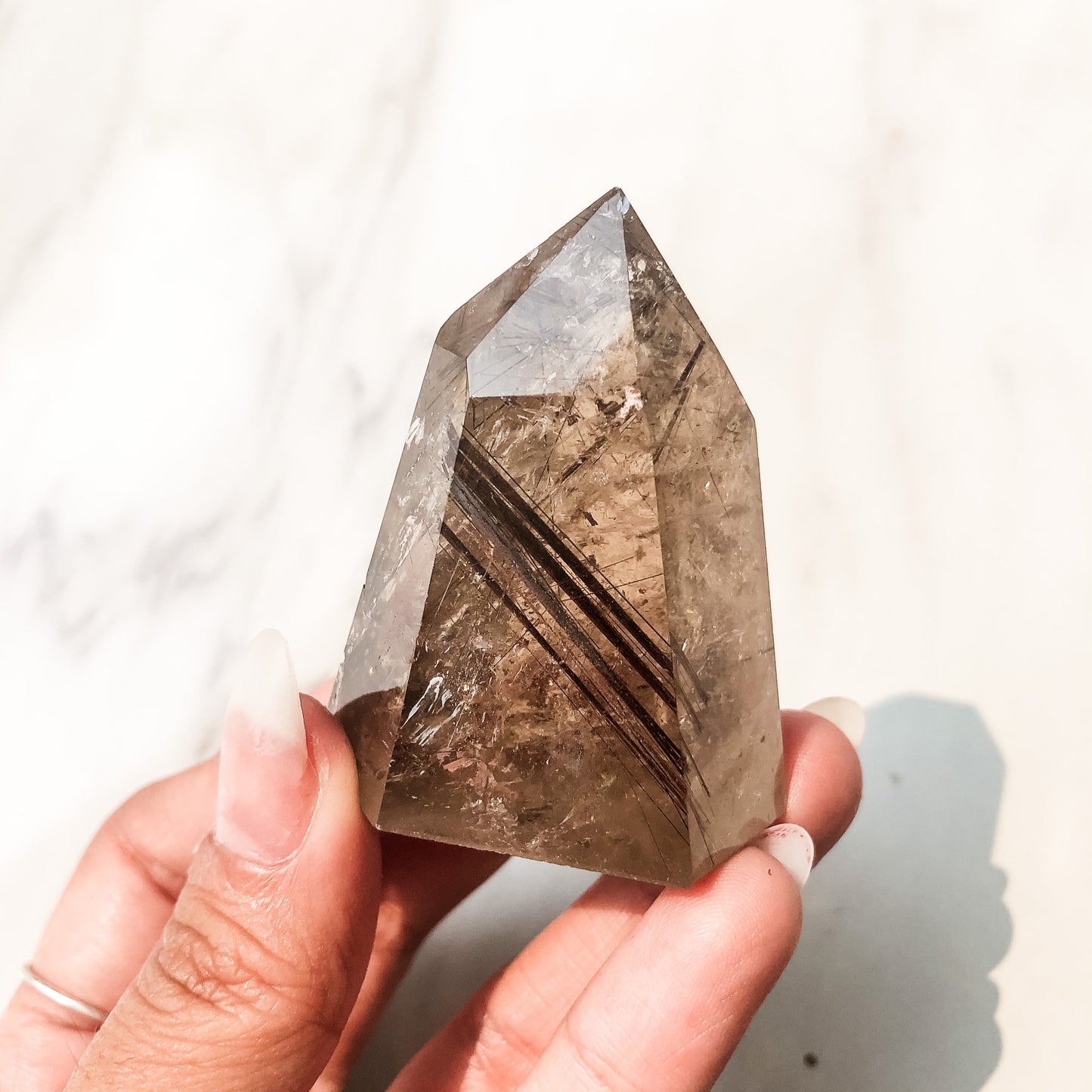 Copper Rutilated Smoky Quartz Point (74g)