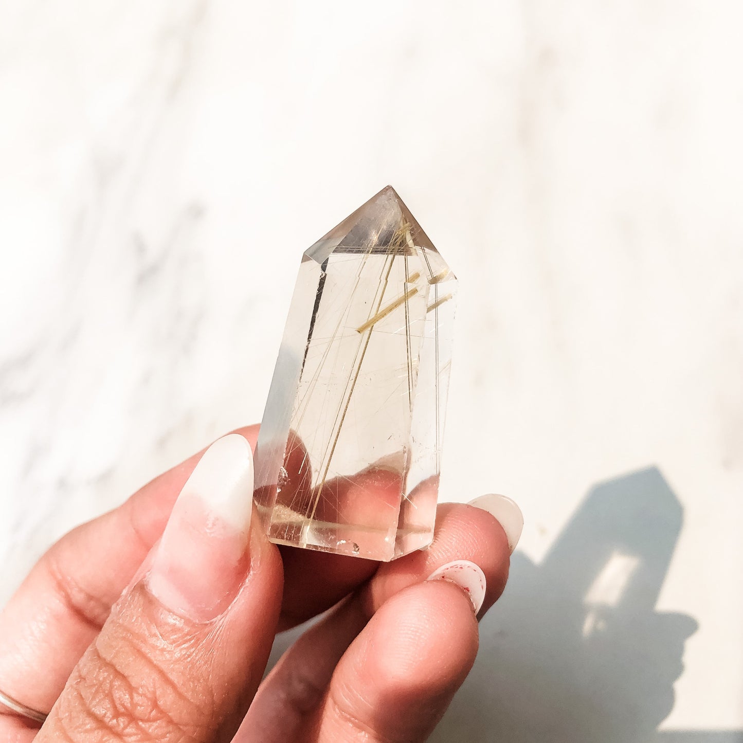 Gold Rutilated Quartz Point (18g) - AAA Clarity