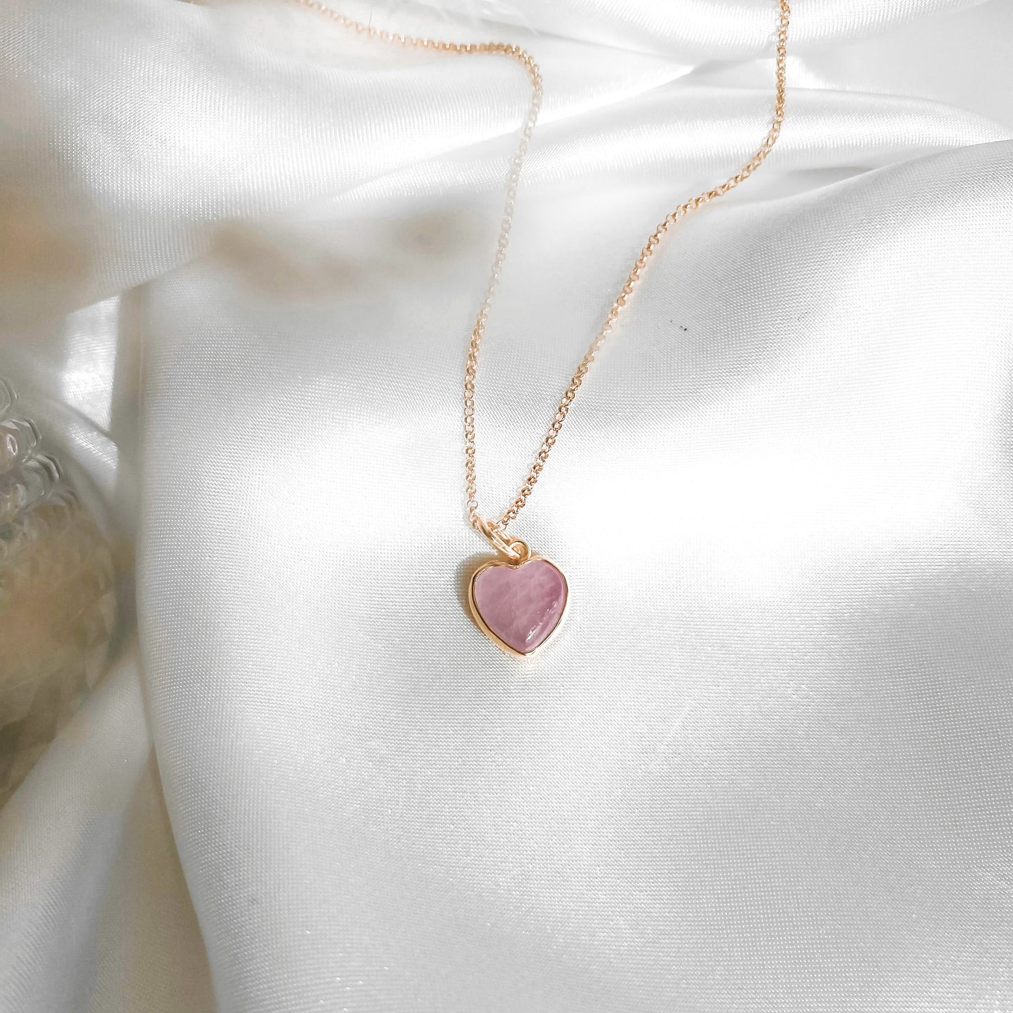 Kunzite Heart Necklace - 14K Gold Vermeil