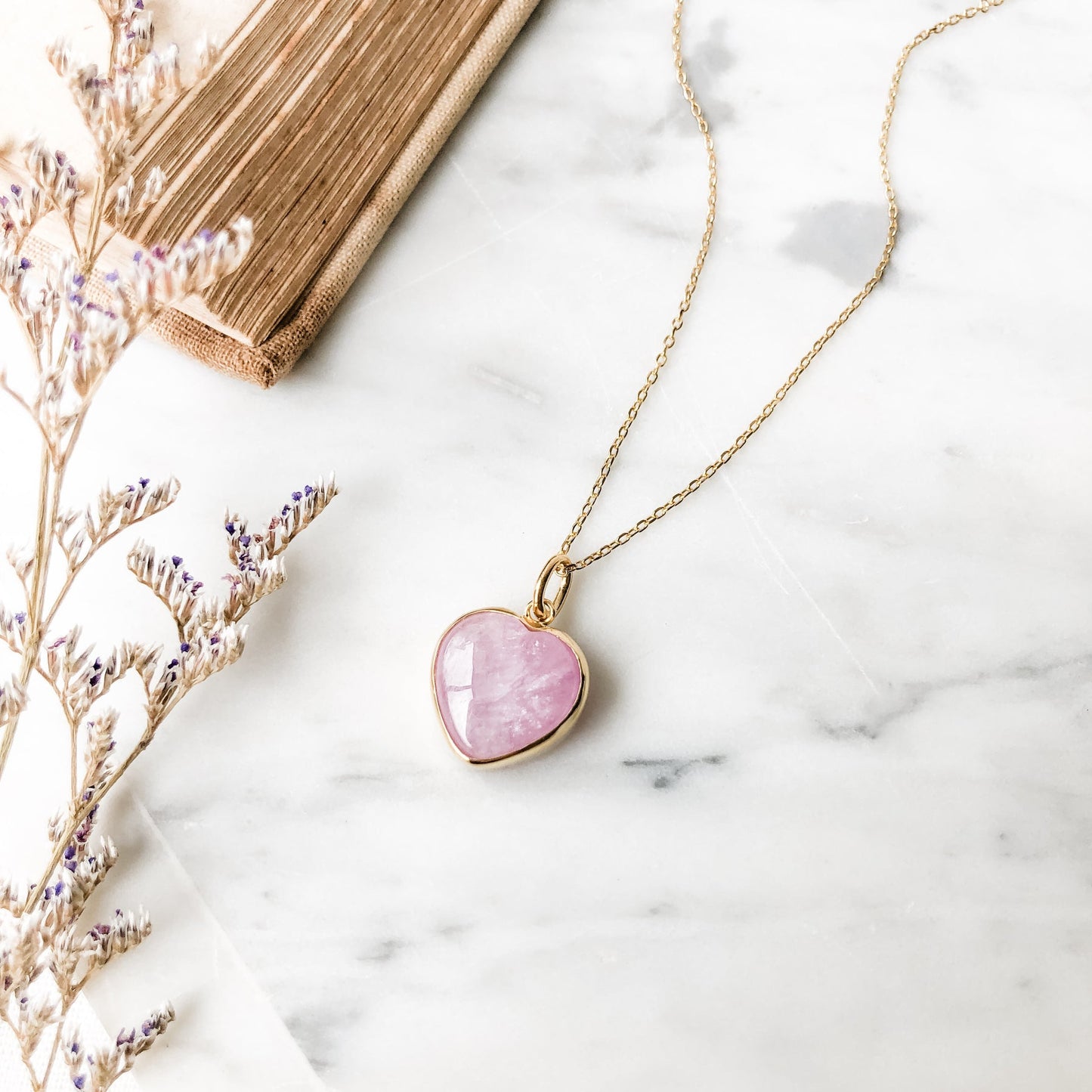 Kunzite Heart Necklace - 14K Gold Vermeil