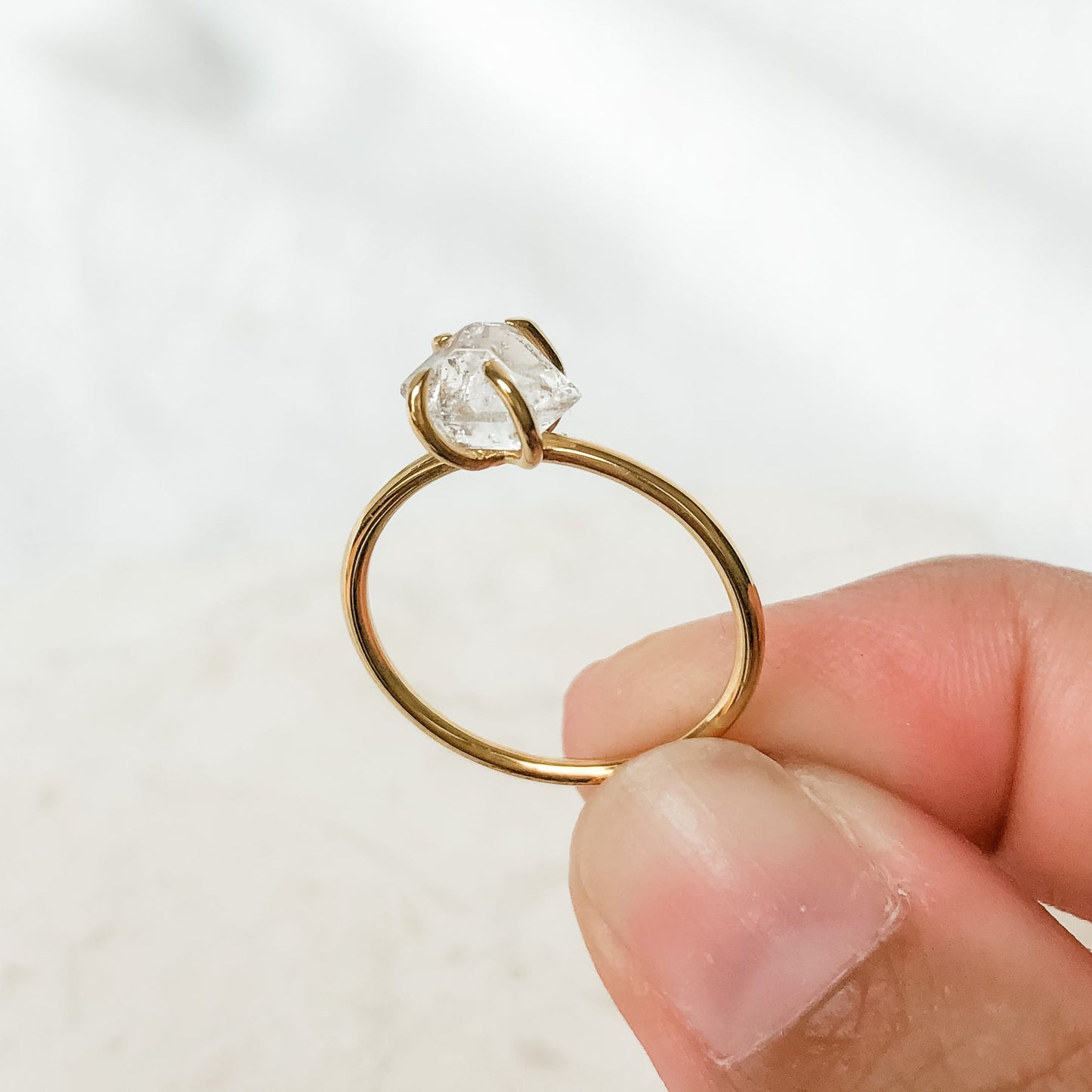 Herkimer Diamond Ring - 14K Gold Vermeil