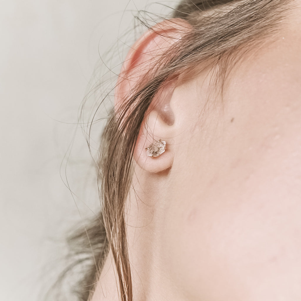 Herkimer Diamond Earrings - 14K Gold Vermeil