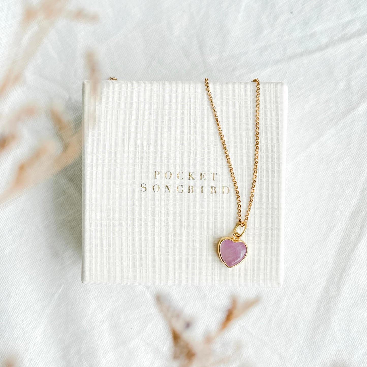 Kunzite Heart Necklace - 14K Gold Vermeil