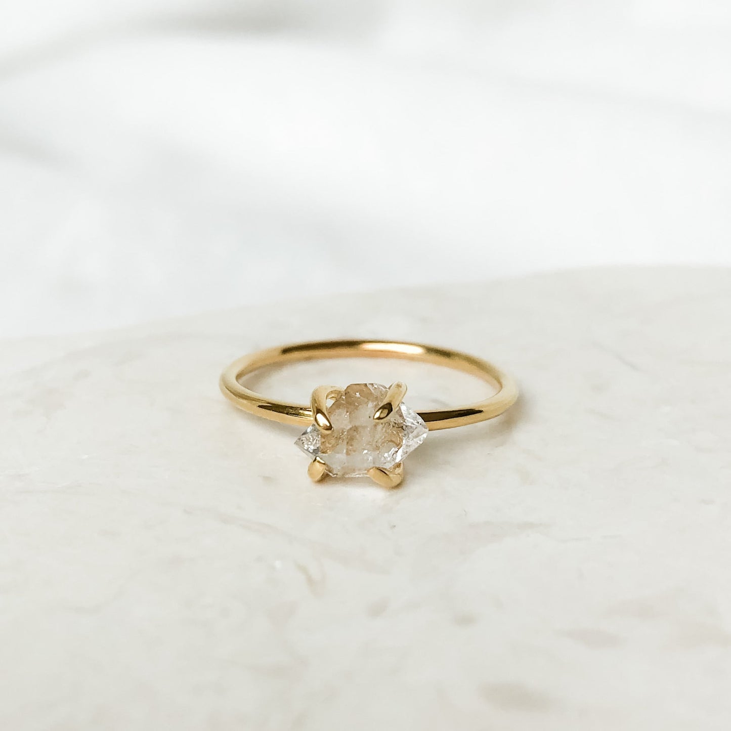 Herkimer Diamond Ring - 14K Gold Vermeil