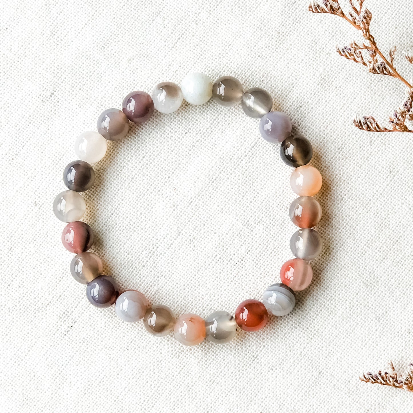 Crystal Beads Bracelet - Botswana Agate