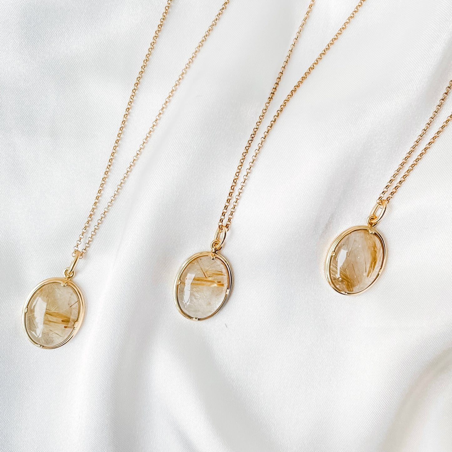 Golden Rutilated Necklace - 14K Gold Vermeil
