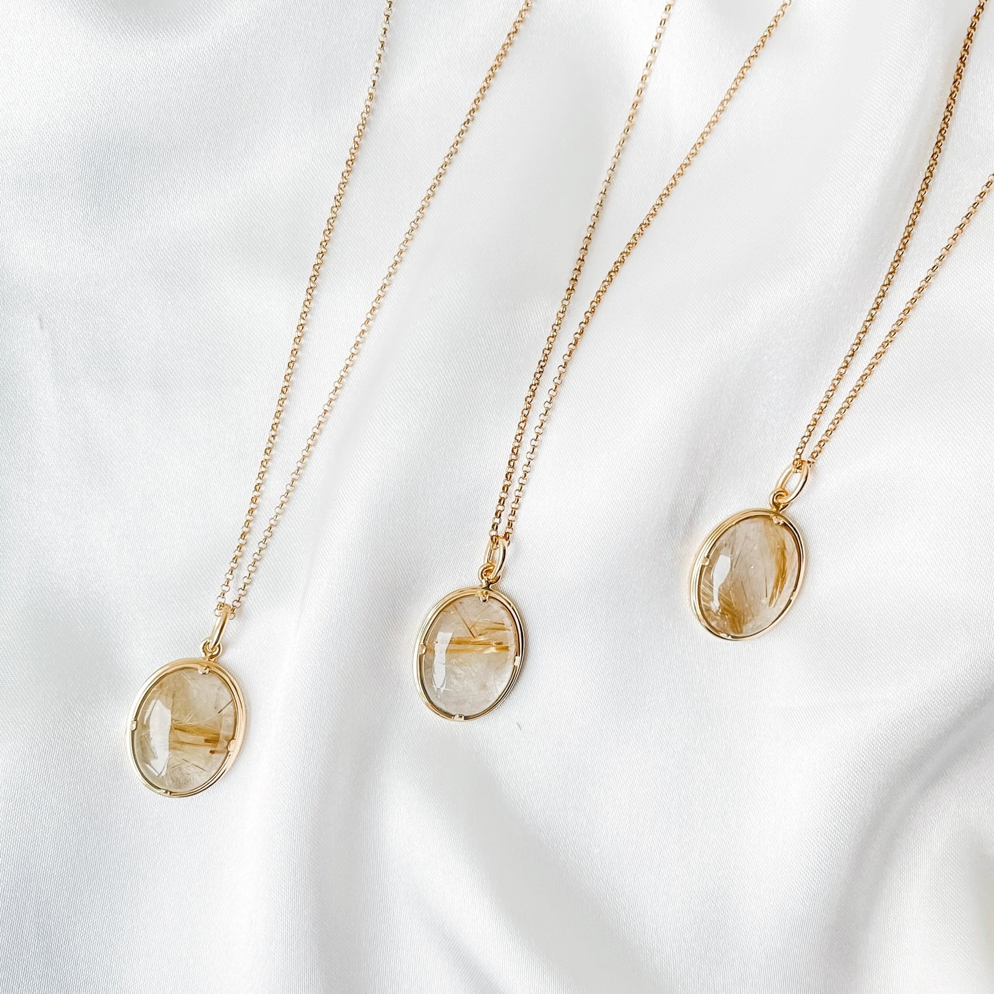 Golden Rutilated Necklace - 14K Gold Vermeil