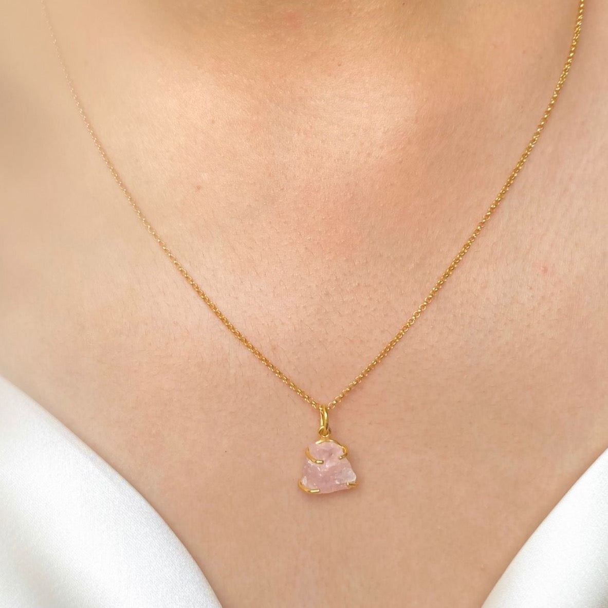 Pink Morganite Necklace - 14K Gold Vermeil