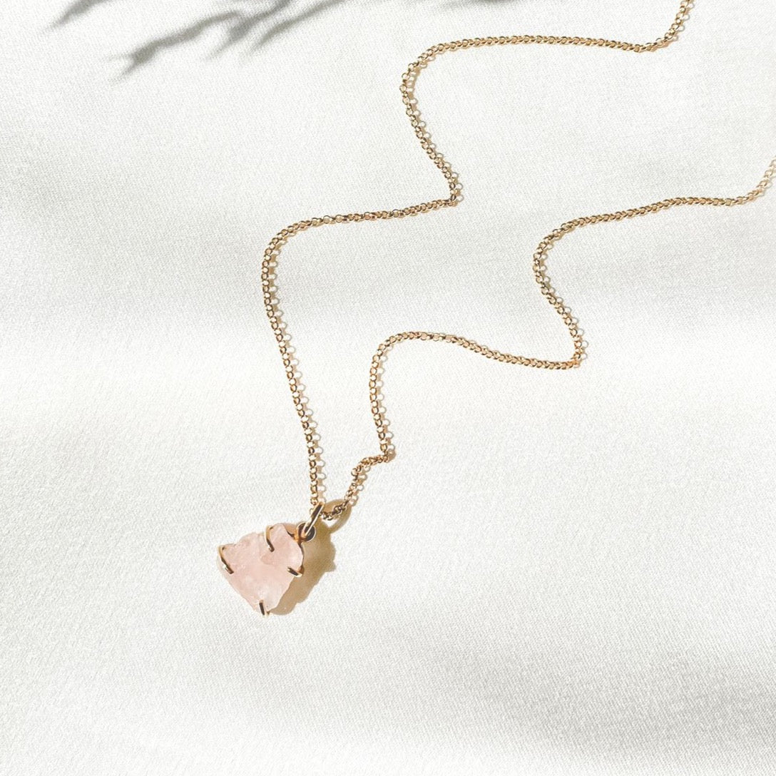 Pink Morganite Necklace - 14K Gold Vermeil