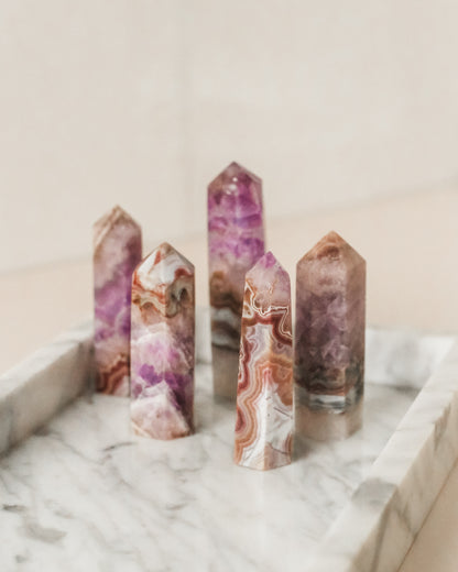 Amethyst Banded Agate Tower S