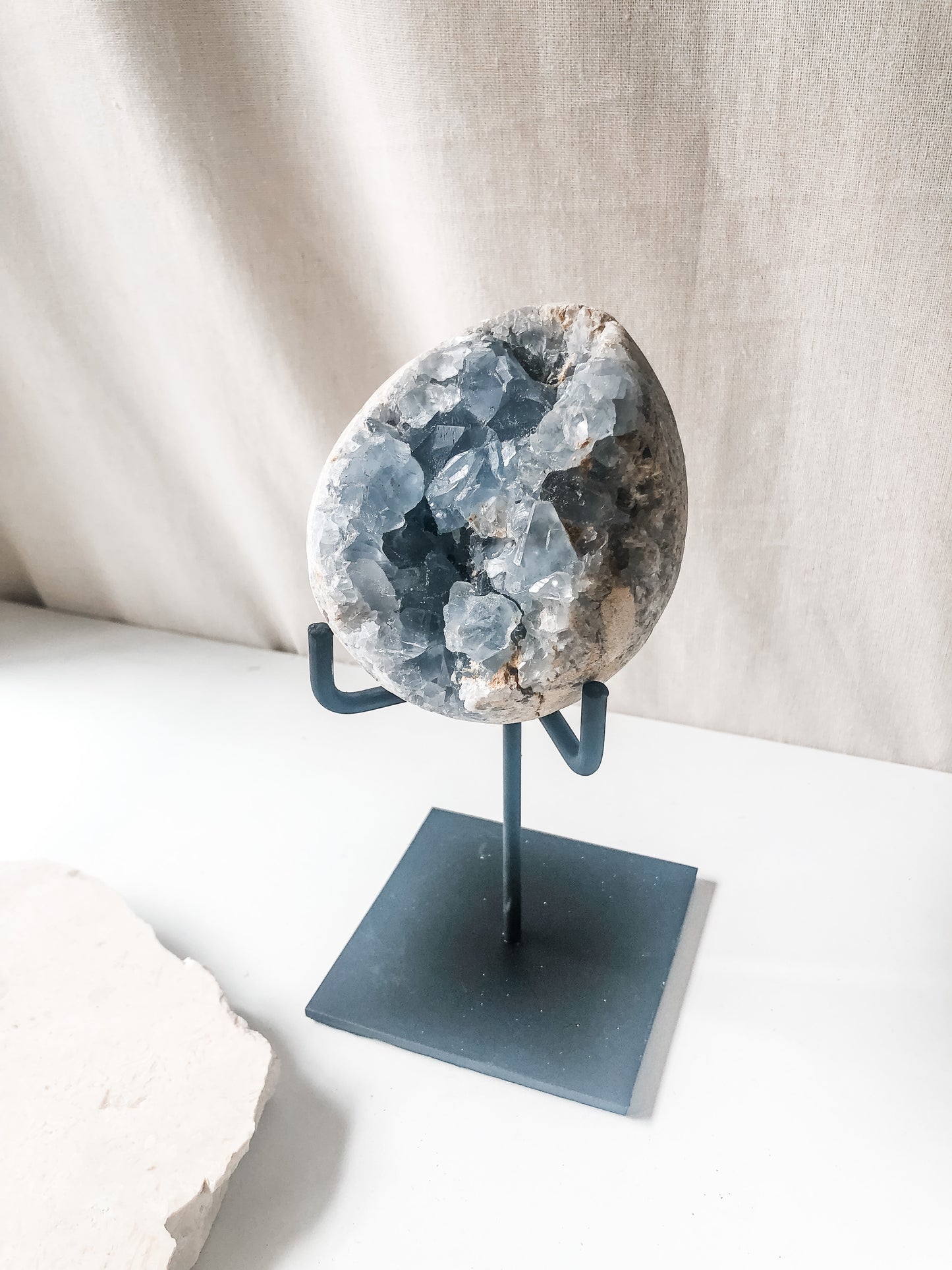 Celestite Cluster (1.4kg) with Iron Stand
