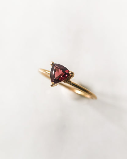 Garnet Trillion Ring - 14K Gold Vermeil