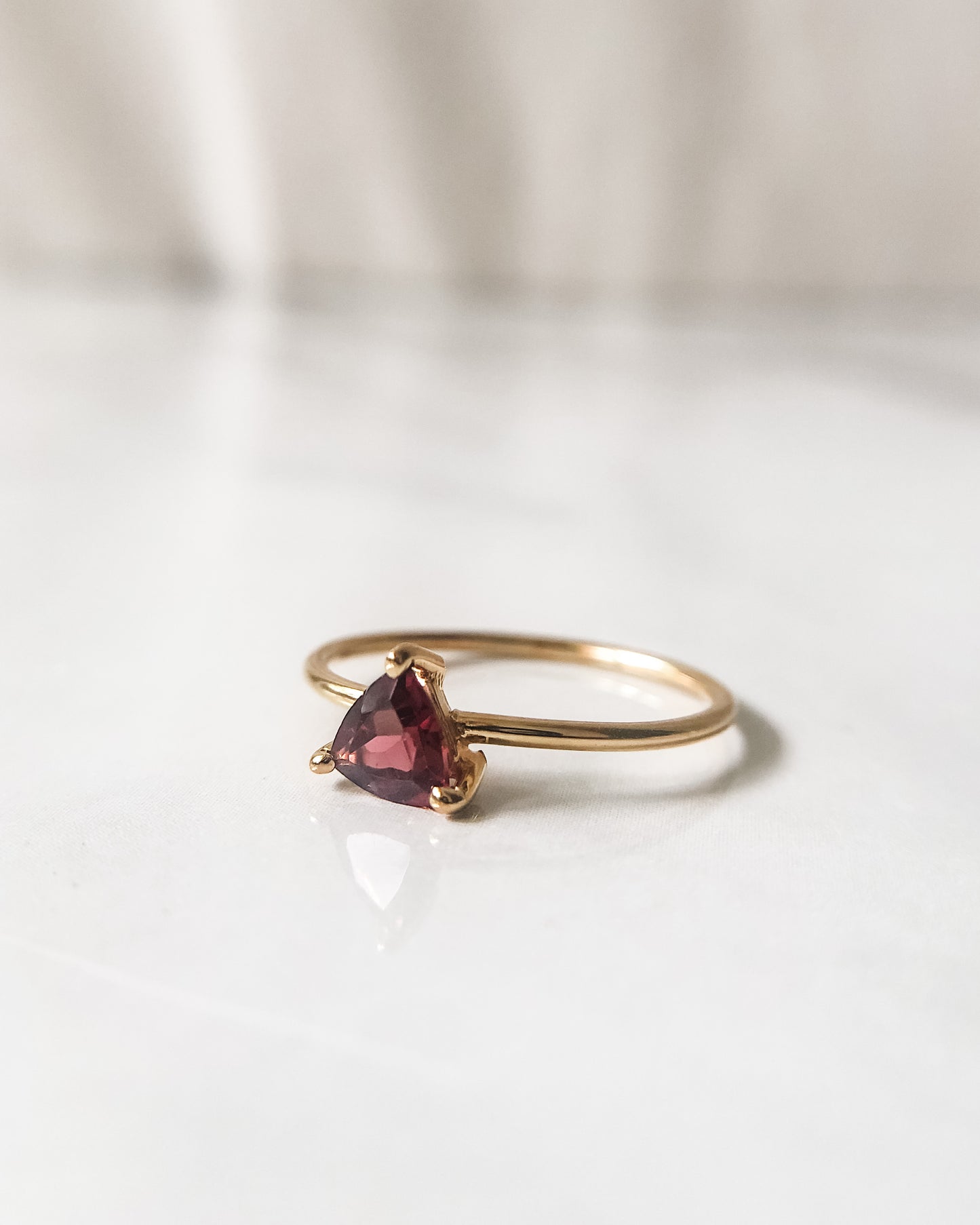 Garnet Trillion Ring - 14K Gold Vermeil (Pre-Order)