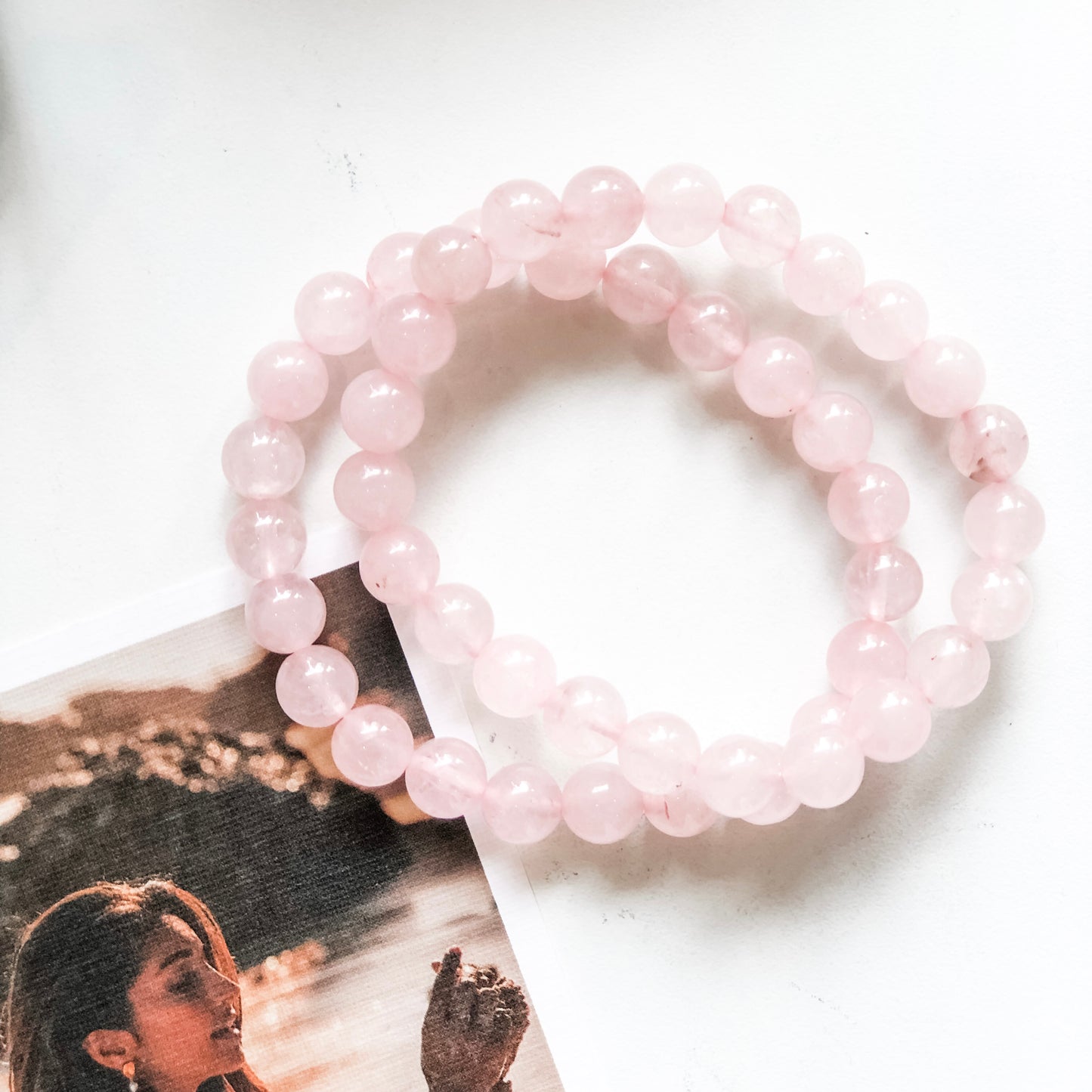 Crystal Beads Bracelet - Rose Quartz
