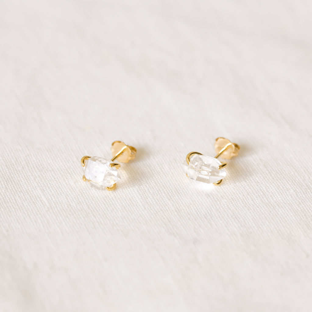 Herkimer Diamond Earrings - 14K Gold Vermeil