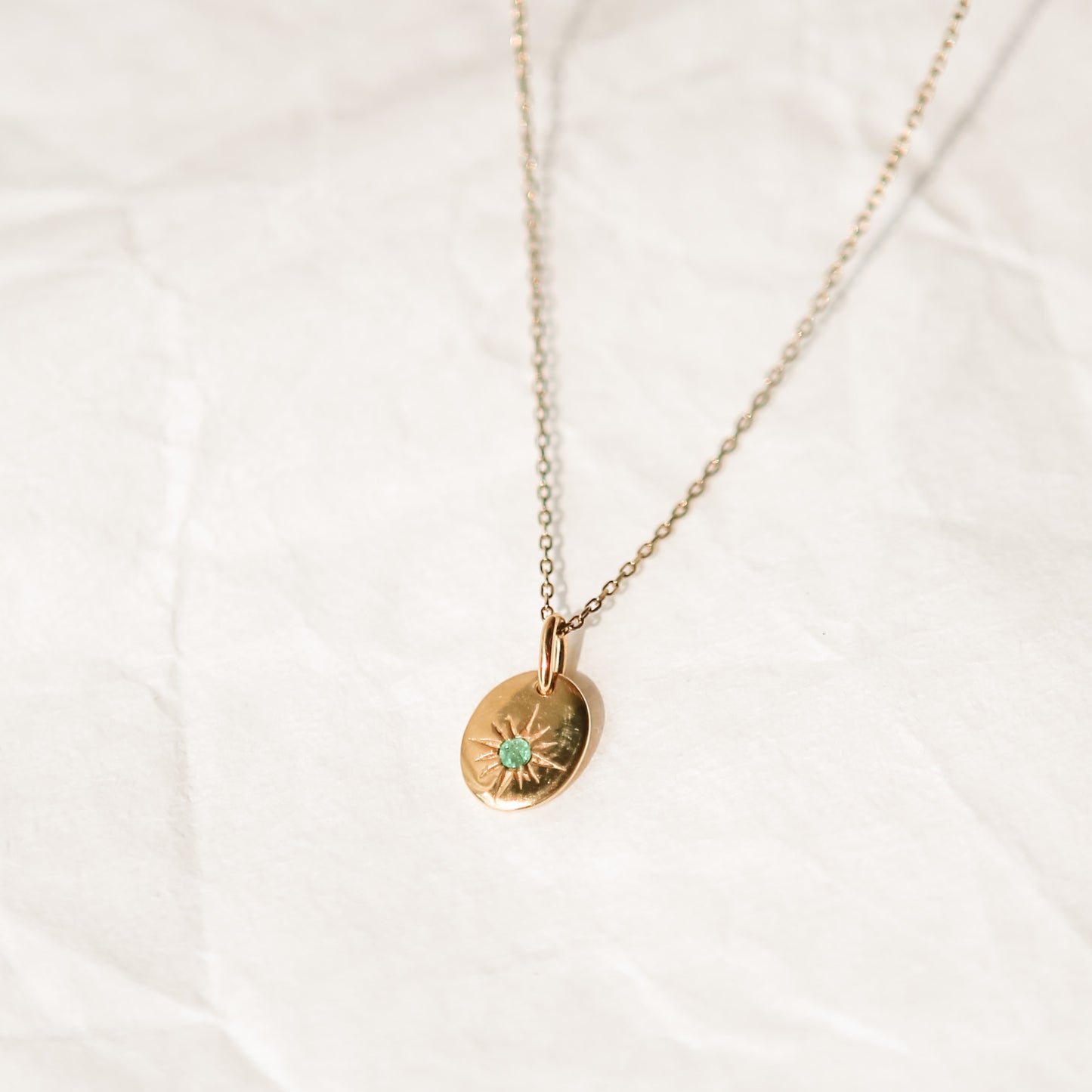 May Birthstone Necklace - Emerald