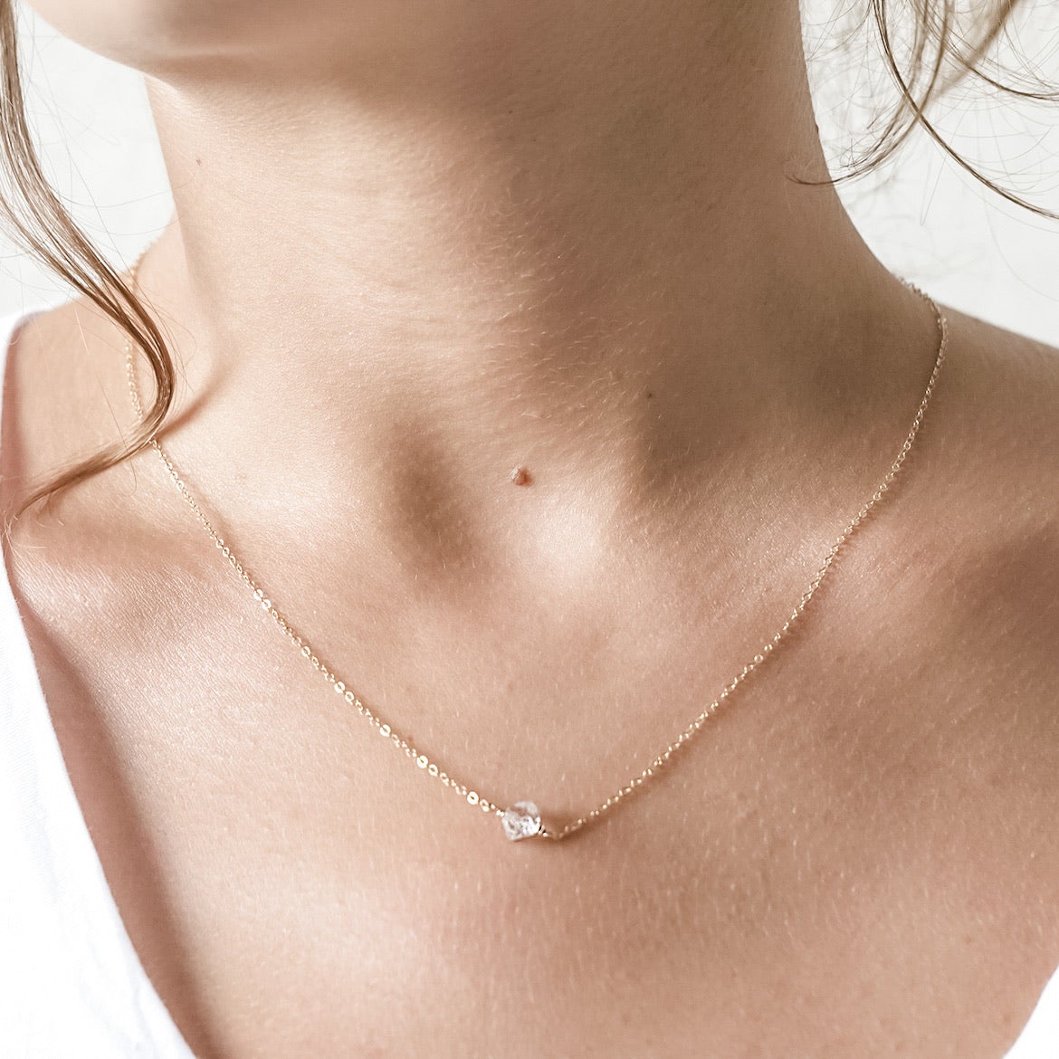 Herkimer Diamond Necklace - 14K Gold Vermeil